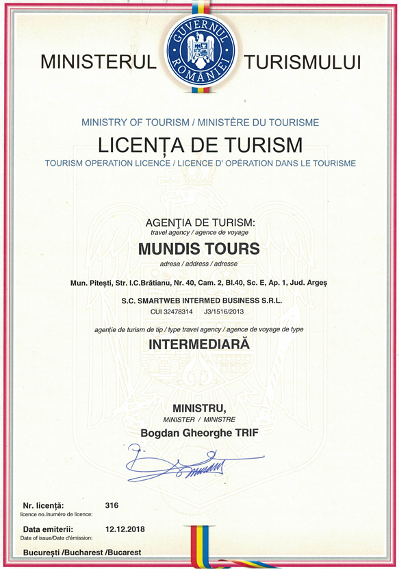 LICENTA Turism Mundis Tours
