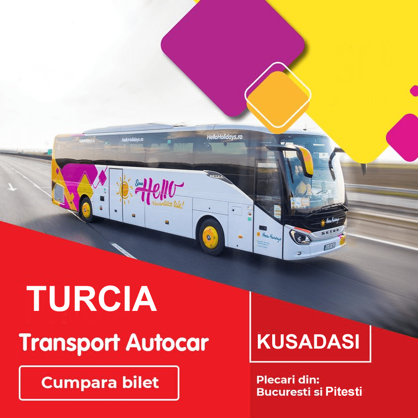 Transport autocar Kusadasi - 2024 - Turcia - 110 euro dus intors - rezervari bilete autocar online - reduceri - tarife - traseu